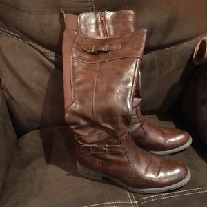 Brown leather boots